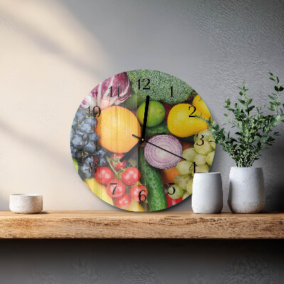 Round wall clock Fruits and Vegetables