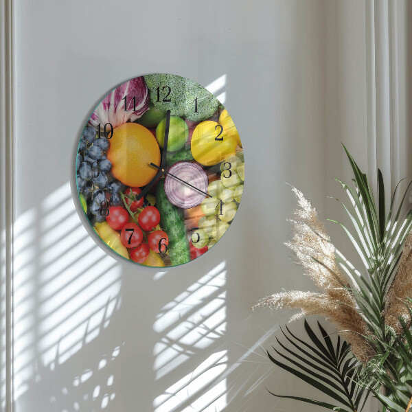 Round wall clock Fruits and Vegetables