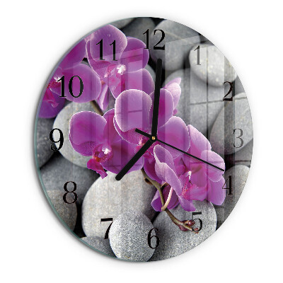 Round wall clock Orchid Stones