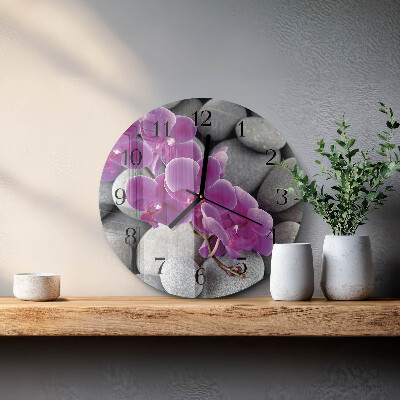 Round wall clock Orchid Stones