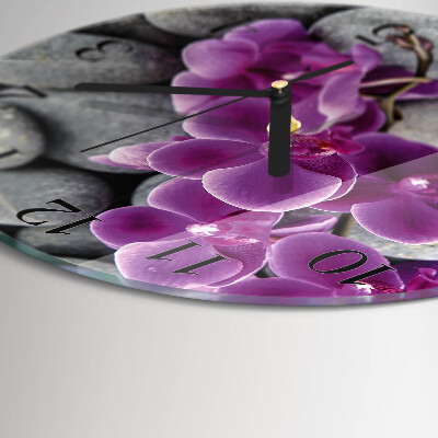 Round wall clock Orchid Stones