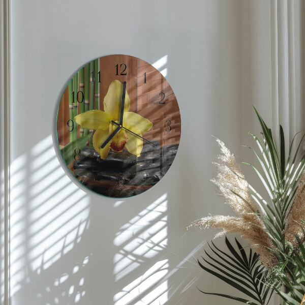 Round wall clock Bamboo Orchid