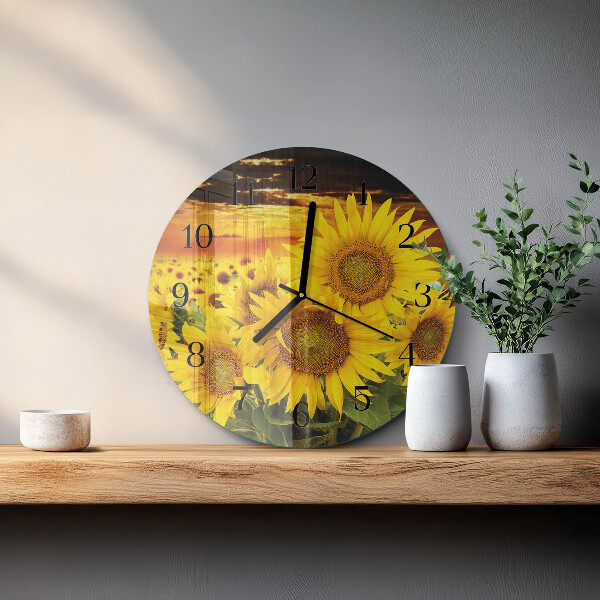 Round wall clock Sunflowers
