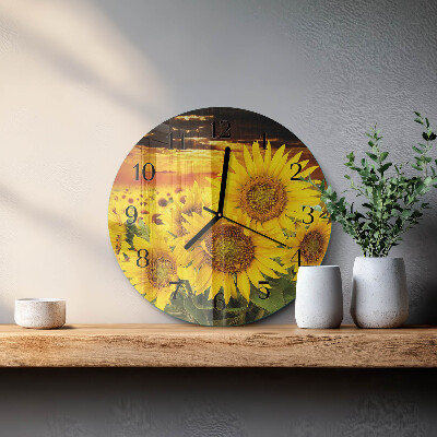 Round wall clock Sunflowers