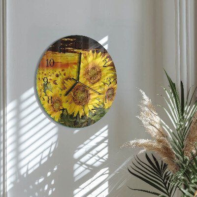 Round wall clock Sunflowers