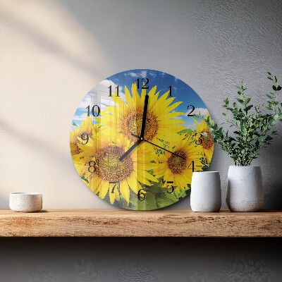 Round wall clock Sunflowers