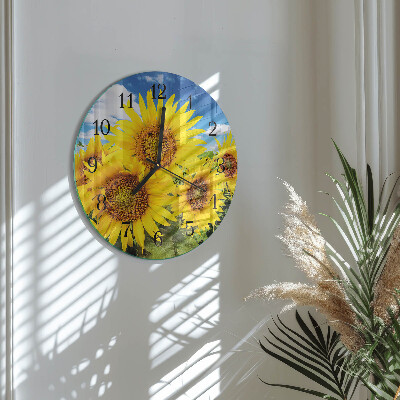 Round wall clock Sunflowers