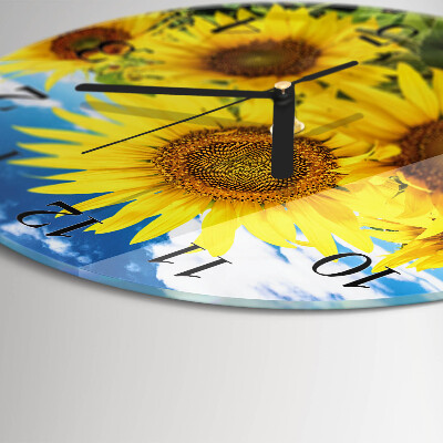 Round wall clock Sunflowers