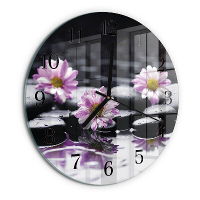 Round wall clock Flowers