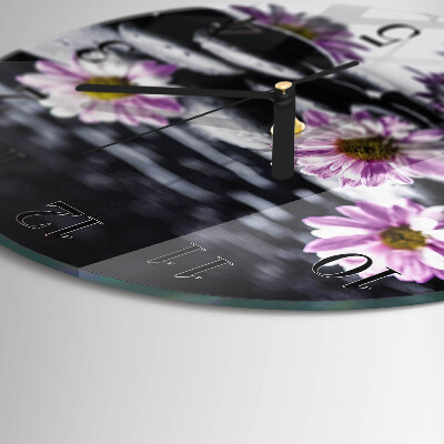Round wall clock Flowers