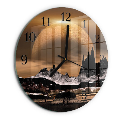 Round wall clock Mountains