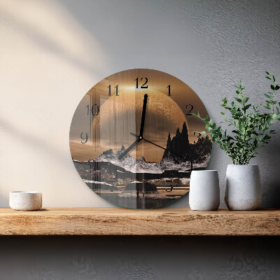 Round wall clock Mountains