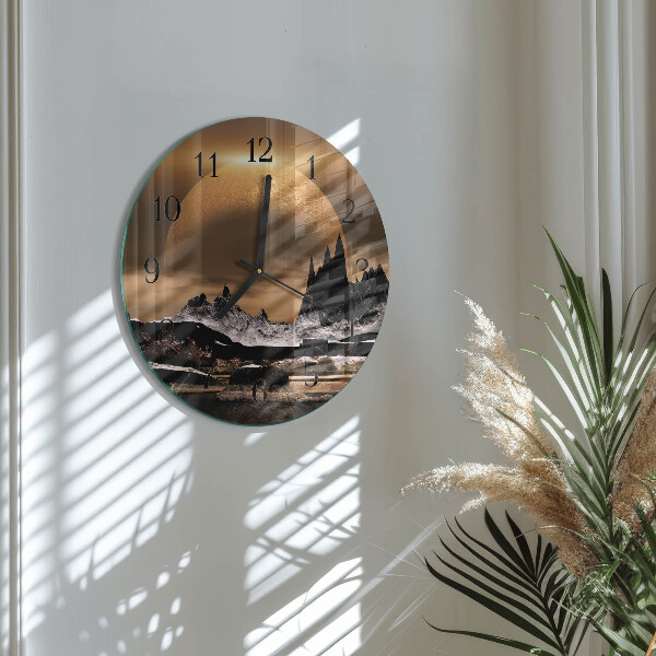 Round wall clock Mountains
