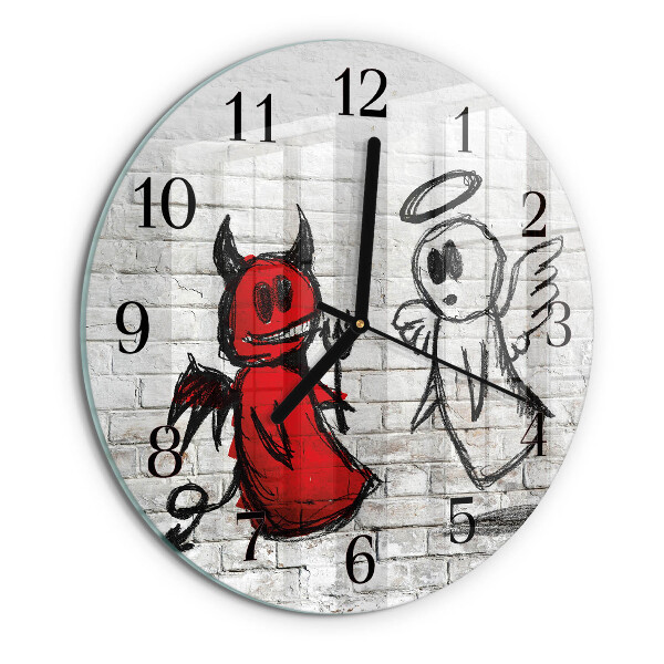 Round wall clock Angel Devil