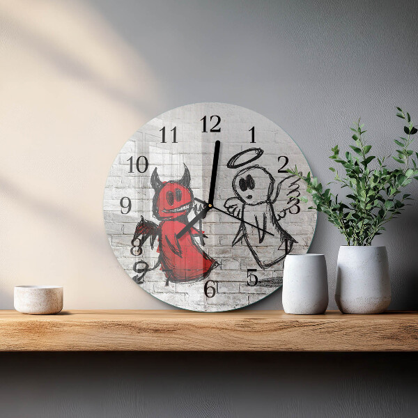 Round wall clock Angel Devil