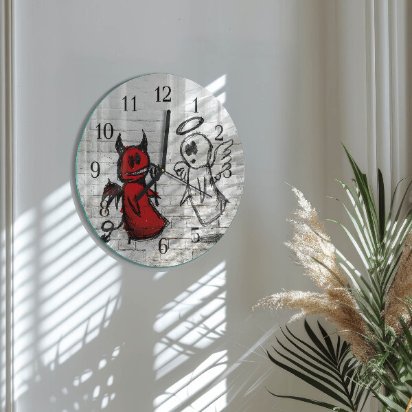 Round wall clock Angel Devil