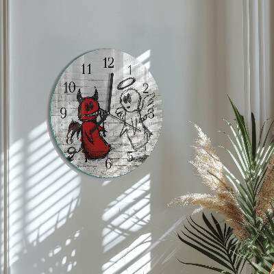 Round wall clock Angel Devil