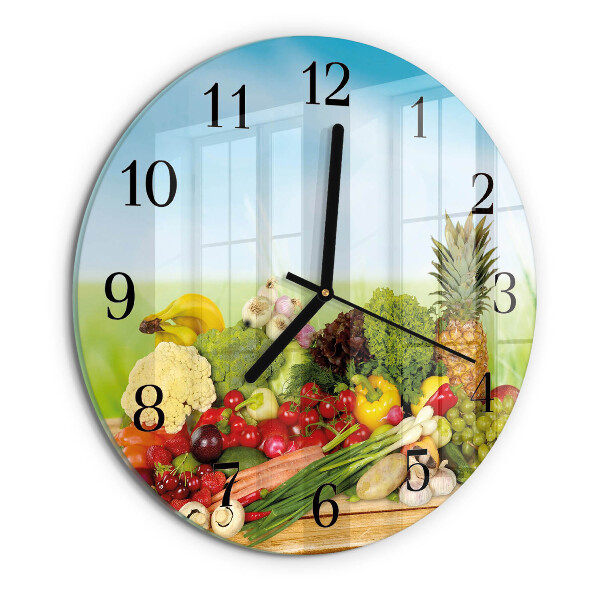 Round wall clock Vegetables Fruits