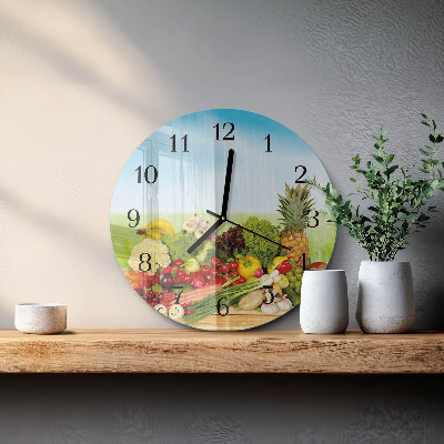 Round wall clock Vegetables Fruits