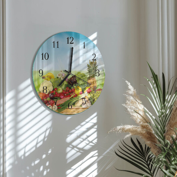 Round wall clock Vegetables Fruits