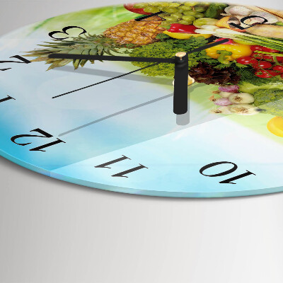 Round wall clock Vegetables Fruits