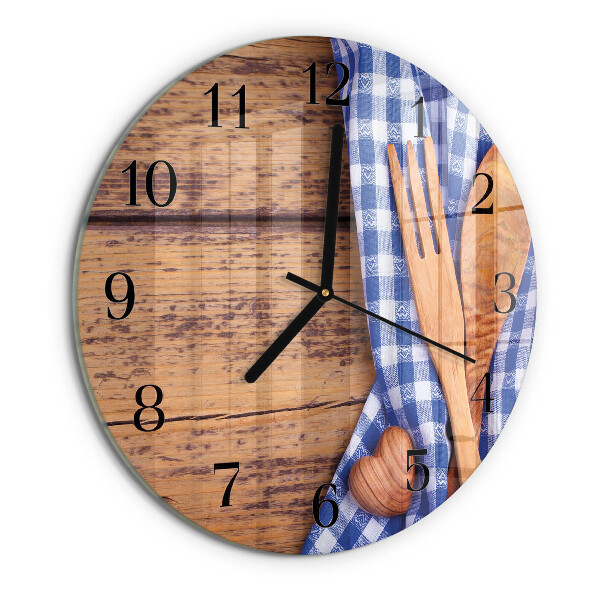Round wall clock Wooden and cutlery