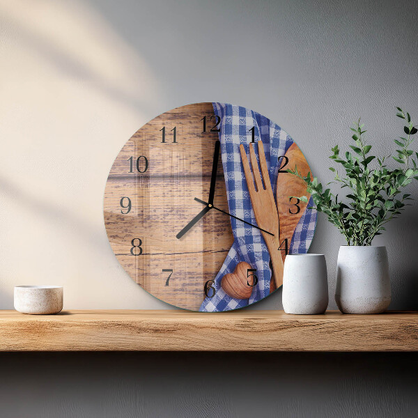 Round wall clock Wooden and cutlery