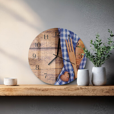 Round wall clock Wooden and cutlery