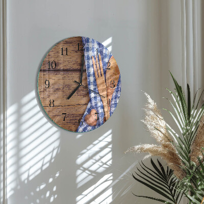 Round wall clock Wooden and cutlery
