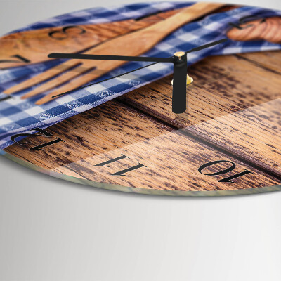Round wall clock Wooden and cutlery