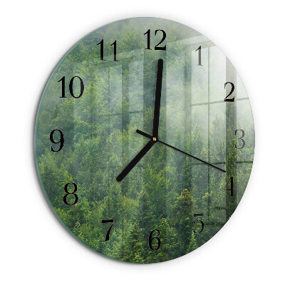 Round wall clock Foggy forest