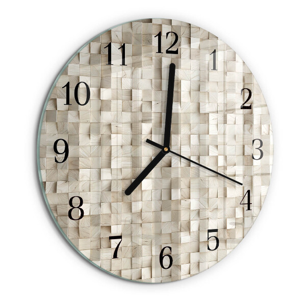 Round wall clock Wooden mosaic