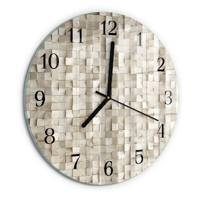 Round wall clock Wooden mosaic