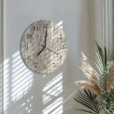 Round wall clock Wooden mosaic