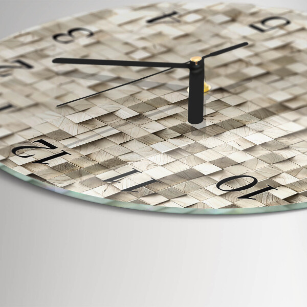 Round wall clock Wooden mosaic