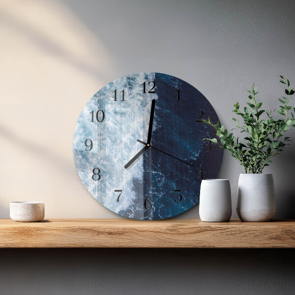 Round wall clock Ocean waves