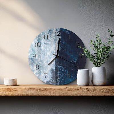 Round wall clock Ocean waves