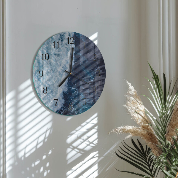 Round wall clock Ocean waves