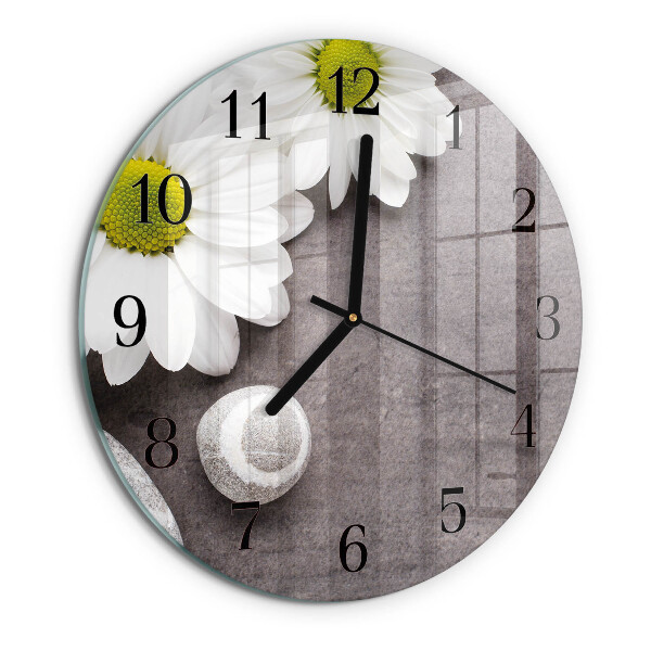 Round wall clock Flowers and stones