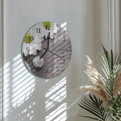 Round wall clock Flowers and stones
