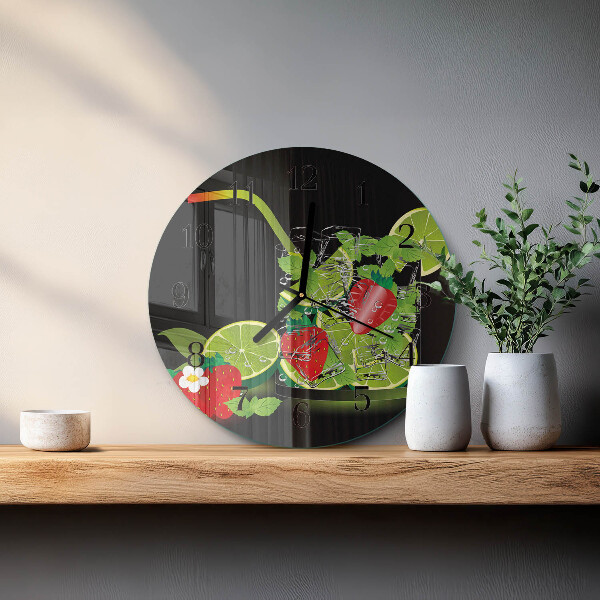 Round wall clock Strawberry and Lime