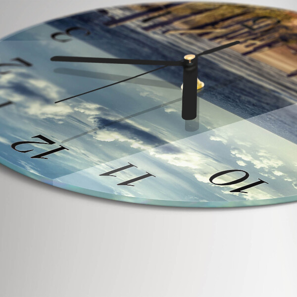 Round wall clock beach sea