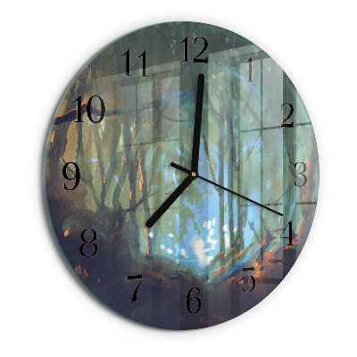 Round wall clock Mystical forest