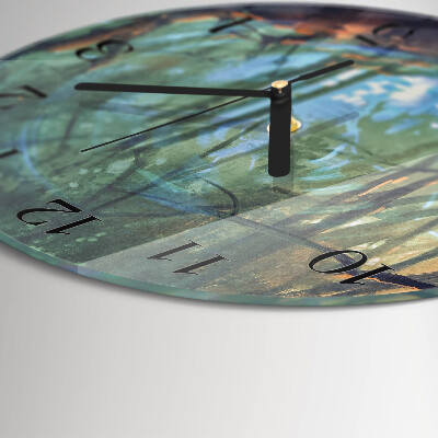 Round wall clock Mystical forest