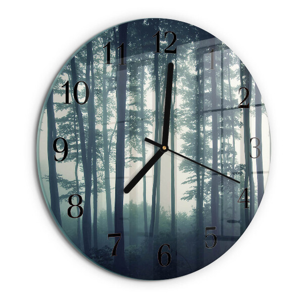 Round wall clock Foggy forest