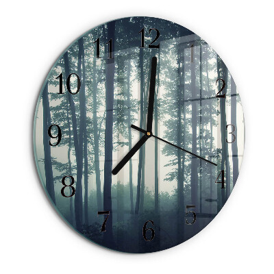 Round wall clock Foggy forest