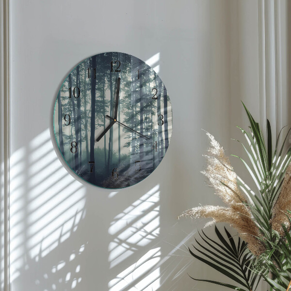Round wall clock Foggy forest