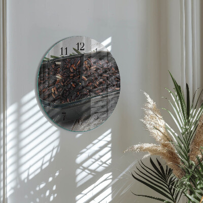 Round wall clock Black rice