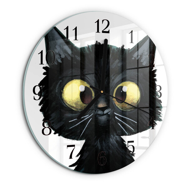 Round wall clock Black cat
