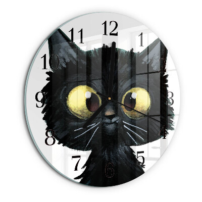 Round wall clock Black cat